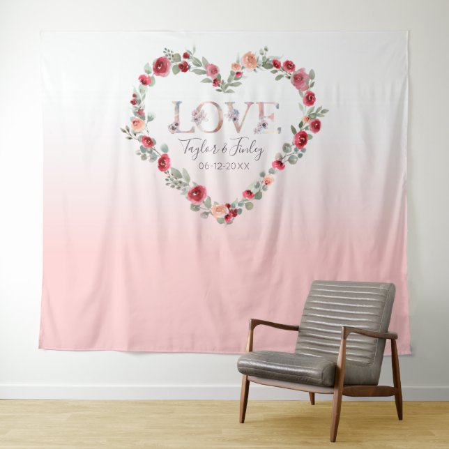 Blush Pink Gradient Selfie Love Backdrop Wedding (In Situ (Horizontal))