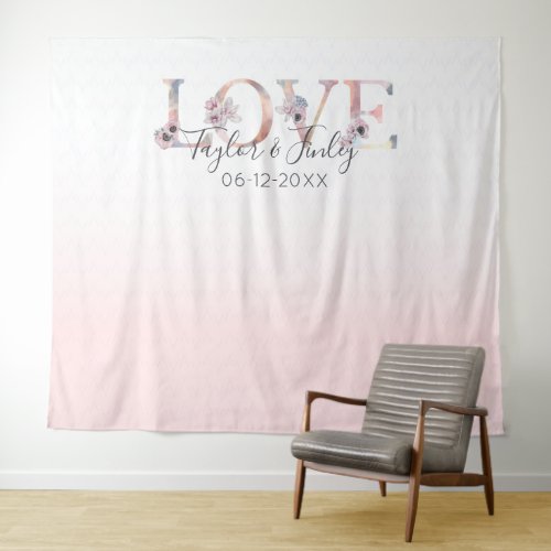 Blush Pink Gradient Selfie Love Backdrop Wedding