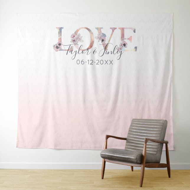 Blush Pink Gradient Selfie Love Backdrop Wedding (In Situ (Horizontal))