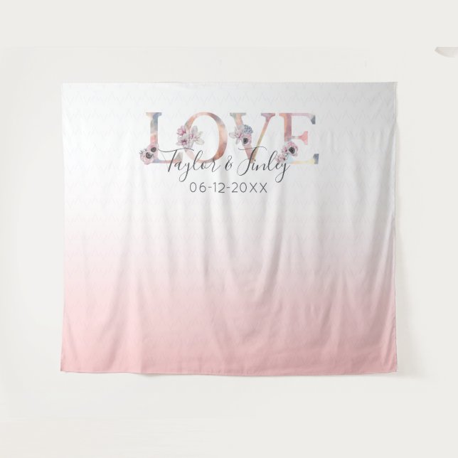 Blush Pink Gradient Selfie Love Backdrop Wedding (Front (Horizontal))