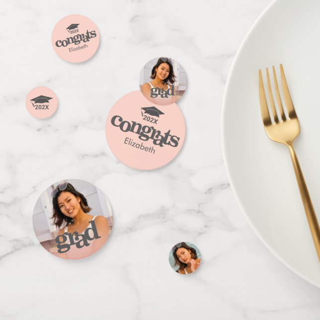 Blush pink graduation 3 photo bold chic typography confetti (Group)