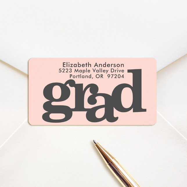 Blush pink graduation bold typography chic address label (Creator Uploaded)