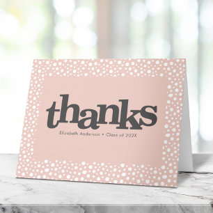 Blush pink graduation bold typography modern thank you card