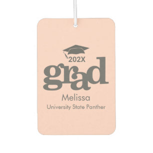 Blush Pink Graduation Cap Modern Bold Typography Air Freshener