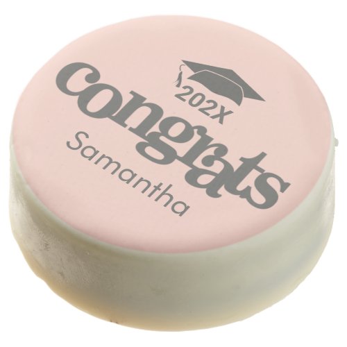 Blush Pink Graduation Congrats Bold Modern Custom Chocolate Covered Oreo