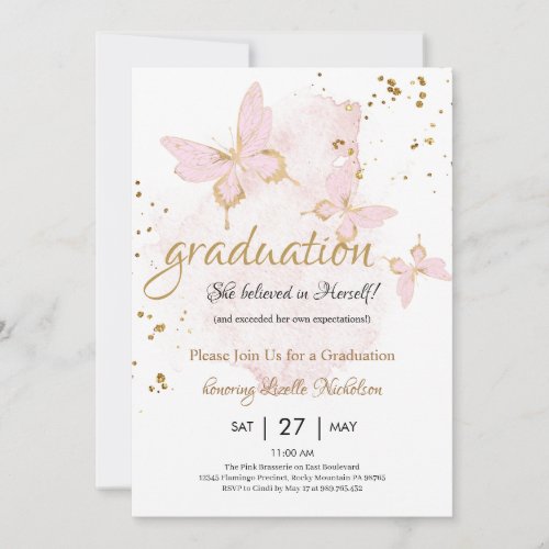 Blush Pink Graduation Party Invitation