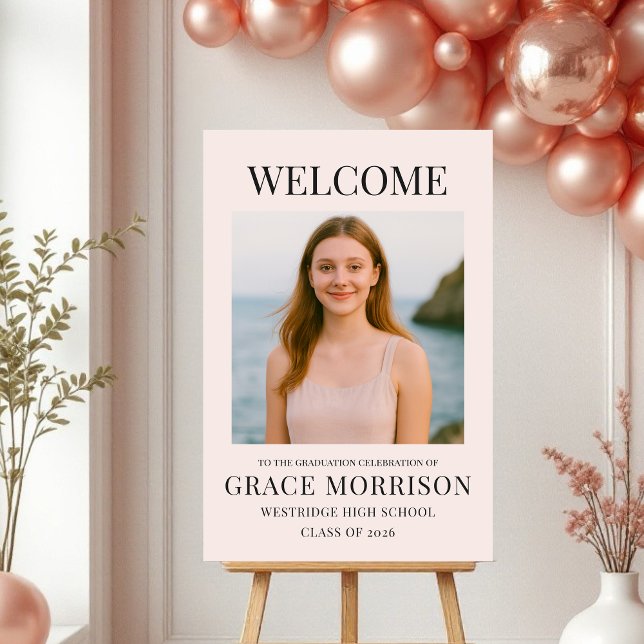 Blush Pink Graduation Photo Welcome Sign (Creator Uploaded)