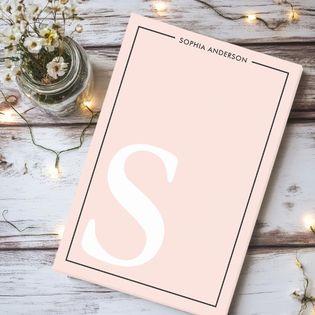 Blush Pink Graphic Monogram Personalized Name Post-it Notes (Creator Uploaded)