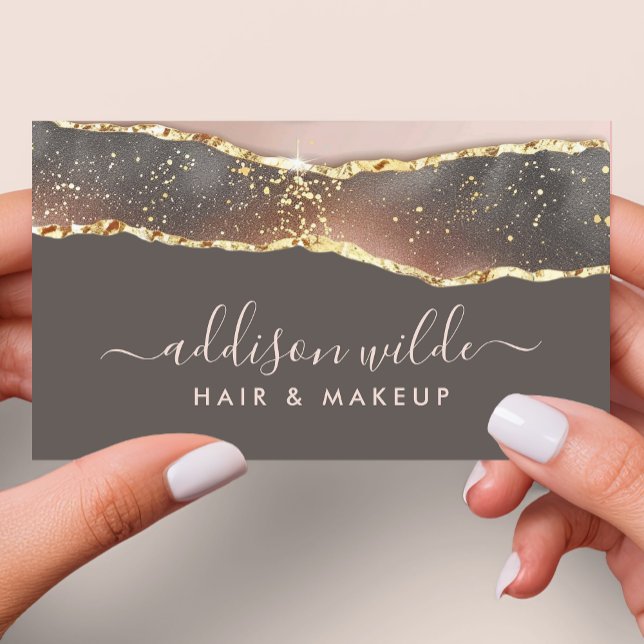Blush Pink Gray And Gold Elegant Modern Business Card (Creator Uploaded)