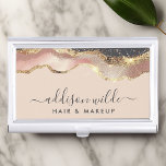 Blush Pink Gray And Gold Elegant Modern Script Business Card Case<br><div class="desc">Make a statement with this Blush Pink Gray And Gold Elegant Modern Script Business Card Case. The sophisticated blend of blush pink, muted gray, and shimmering gold accents creates a luxurious and modern look. This chic design is perfect for professionals who want to carry their business cards in style. The...</div>