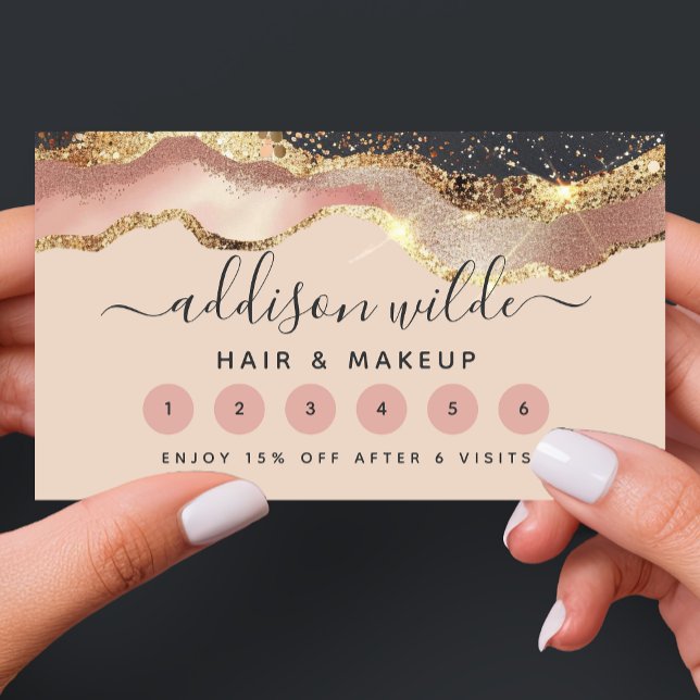 Blush Pink Gray And Gold Elegant Modern Script Loyalty Card (Creator Uploaded)