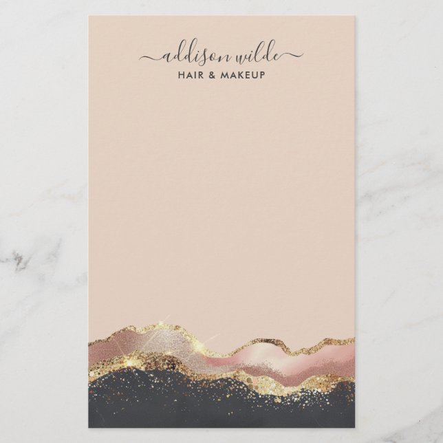 Blush Pink Gray And Gold Elegant Modern Script Stationery (Front)