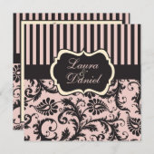 Blush Pink, Gray, Cream Striped Damask Invite (Front/Back)