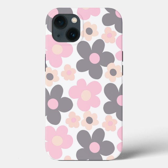 Blush Pink Gray Daisies Retro Dream #1 #retro #art Case-Mate iPhone Case (Back)