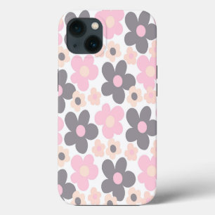 Blush Pink Gray Daisies Retro Dream #1 #retro #art iPhone 13 Case