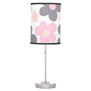 Blush Pink Gray Daisies Retro Dream #1 #retro #art Table Lamp