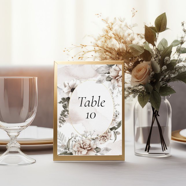 Blush Pink Gray Floral Wedding Table Numbers (Blush pink gray Floral Watercolor Wedding Table number cards)