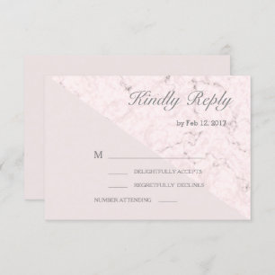 Blush pink gray marble modern wedding rsvp invitation