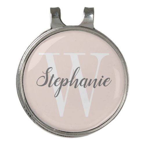 Blush Pink Gray Monogram Personalized Golf Hat Clip