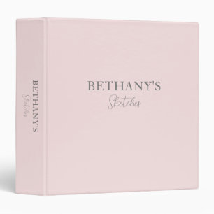Blush Pink Gray Name 3 Ring Binder