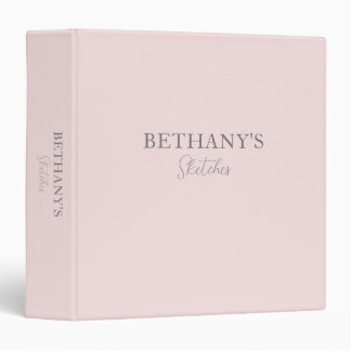 Blush Pink Gray Name 3 Ring Binder