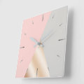 Blush pink, gray & rose gold geometric triangles square wall clock | Zazzle