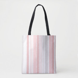 Blush Pink Gray Watercolor Striped Tote Bag