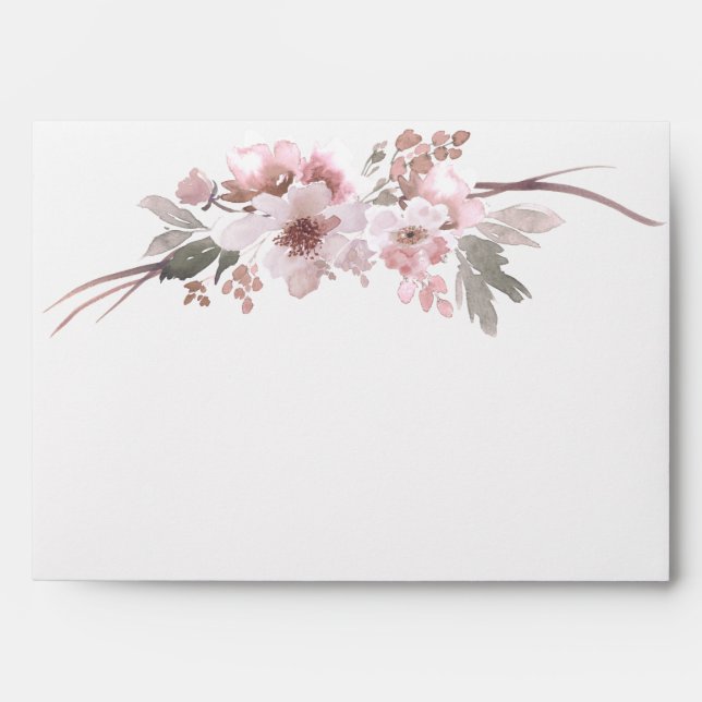 Blush Pink & Gray Winter Floral Envelope (Front)