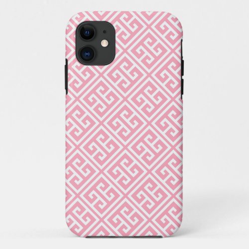 Blush Pink Greek Key Pattern iPhone 11 Case