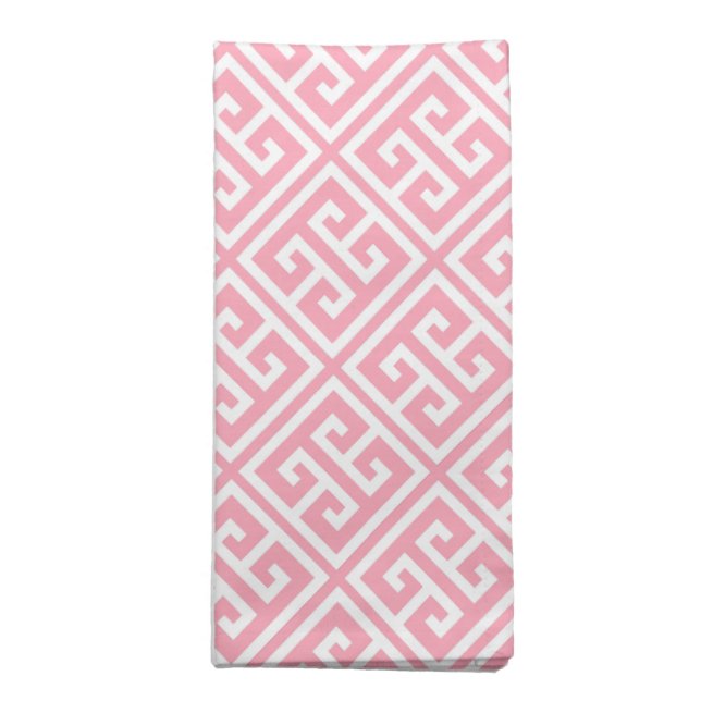 Blush Pink Greek Key Pattern Napkin (Folded)