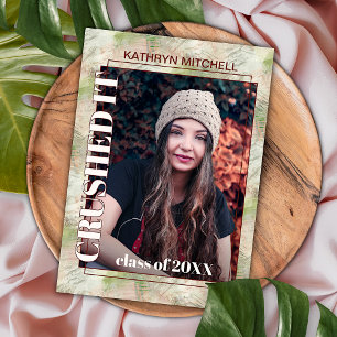 Blush Pink Green Abstract Graduation Announcement Postcard