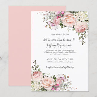 Blush Pink Green Watercolor Floral Wedding Invitat Invitation