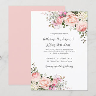 Blush Pink Green Watercolor Floral Wedding Invitat Invitation