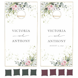 Blush Pink Greenery Bridal Shower Cornhole Set