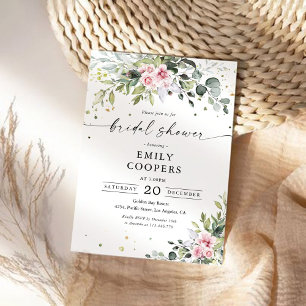 Blush Pink Greenery Bridal Shower Invitation