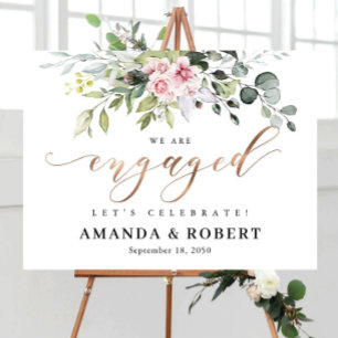 Blush Pink Greenery Engagement Party Foam Boards