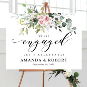 Blush Pink Greenery Engagement Party Foam Boards