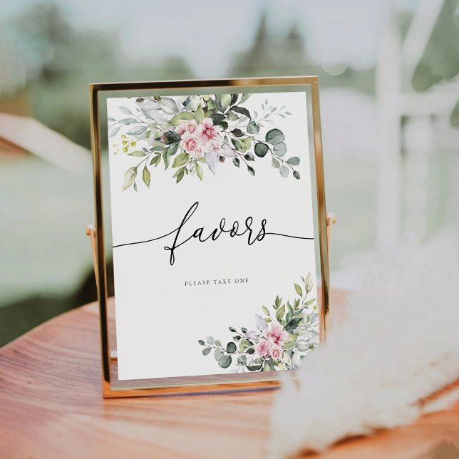 Blush Pink Greenery Floral Favors Sign (Creator Uploaded)