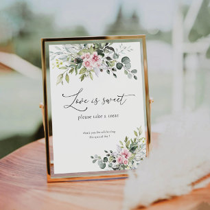 Blush Pink Greenery Love Is Sweet Sign