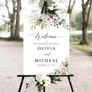 Blush Pink Greenery Rehearsal Dinner Foam Boards