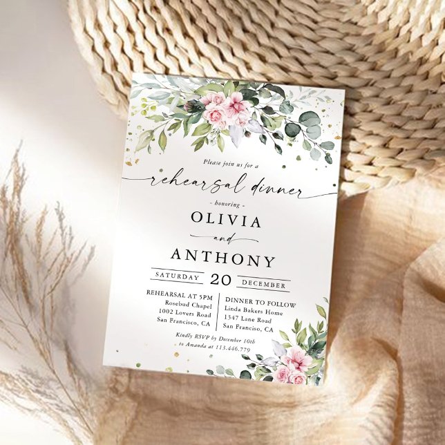 Blush Pink Greenery Rehearsal Dinner Invitation (Creator Uploaded)