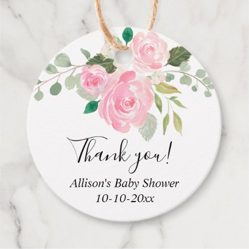 Blush pink greenery summer spring floral favor tags