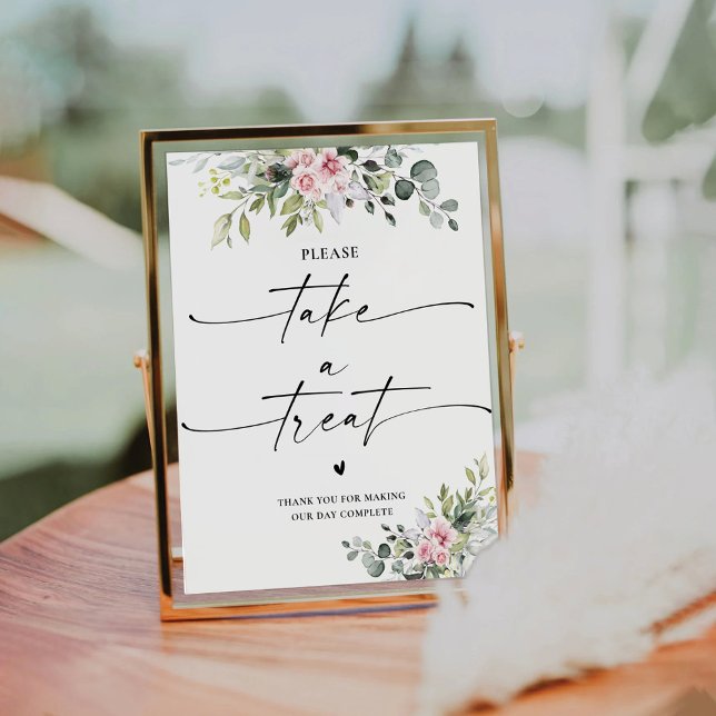 Blush Pink Greenery Take A Treat Sign (Creator Uploaded)