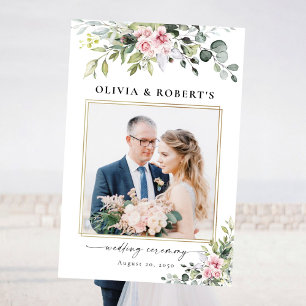 Blush Pink Greenery Wedding Ceremony Photo Prop Foam Board