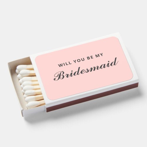 Blush Pink Grey Bridesmaid Wedding Custom Gift Matchboxes