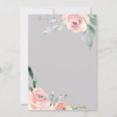 Blush pink grey floral watercolor girl baby shower invitation (Back)