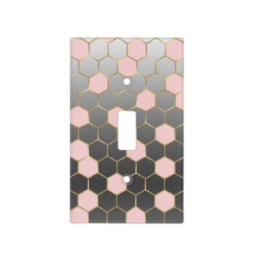 Blush Pink Grey  Gold Hexagon Modern Glam Light Switch Cover