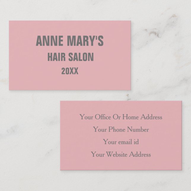 Blush Pink Grey Hair Salon Spa Girly Modern Cute Business Card (Front/Back)