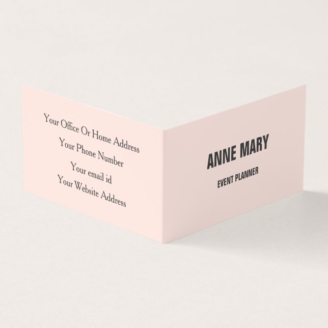 Blush Pink Grey Modern Bold Bright Classy Stylish Business Card (Outside)