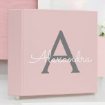 Blush Pink Grey Modern Script Girly Monogram Name 3 Ring Binder<br><div class="desc">Blush Pink and Grey simple  Script Monogram Name Binder. This makes the perfect sweet 16 birthday,  wedding,  bridal shower,  anniversary,  baby shower or bachelorette party gift for someone that loves glam luxury and chic styles.</div>